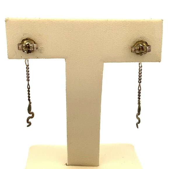 VTG Estate‎ Sterling Silver Long Dangle Drop Pierced Snake Earrings! 188 - Picture 3 of 6